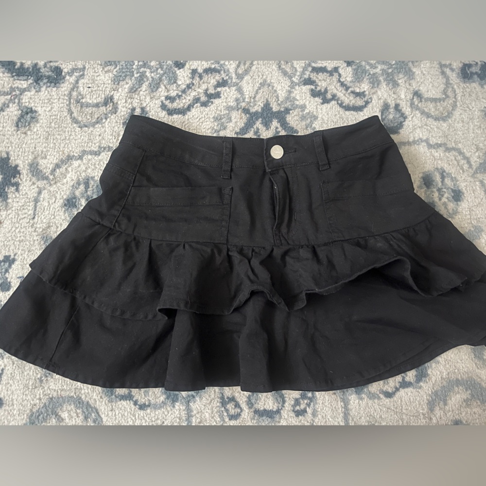 Black Ruffle Micro Mini Skirt